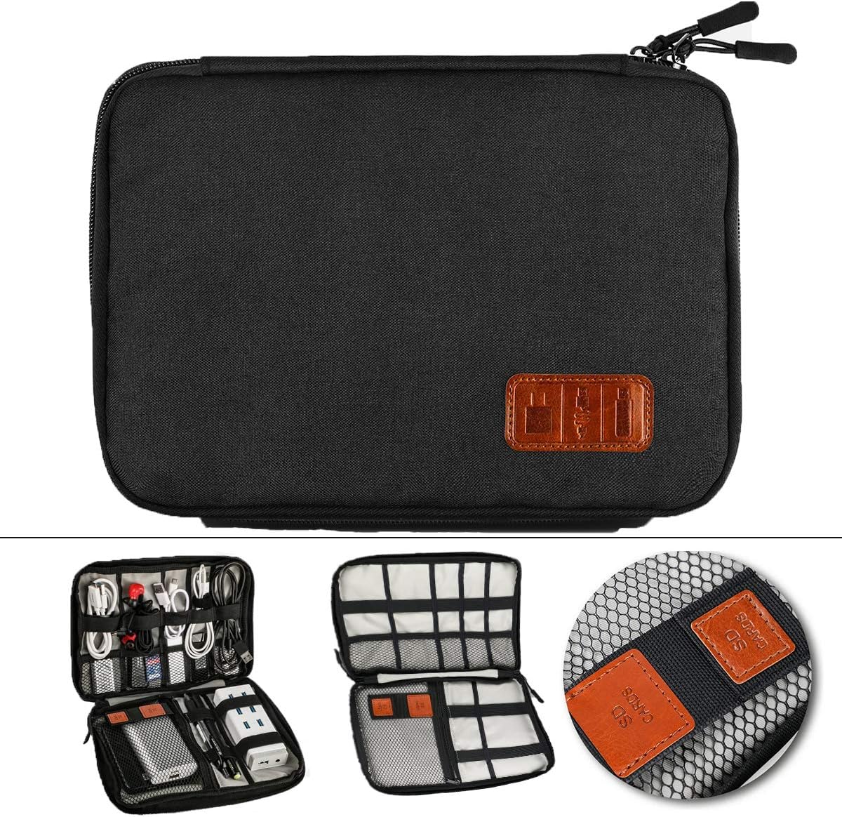 WYT Cable Organiser Bag, Electronics Accessories Organizer Bag, Travel Cable Organiser Bag, Universal Carry Travel Gadget Bag (24x17cm, black)