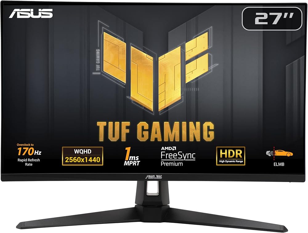 ASUS TUF Gaming VG27AQA1A 27 Inch WQHD 170Hz ELMB HDR FreeSync Premium