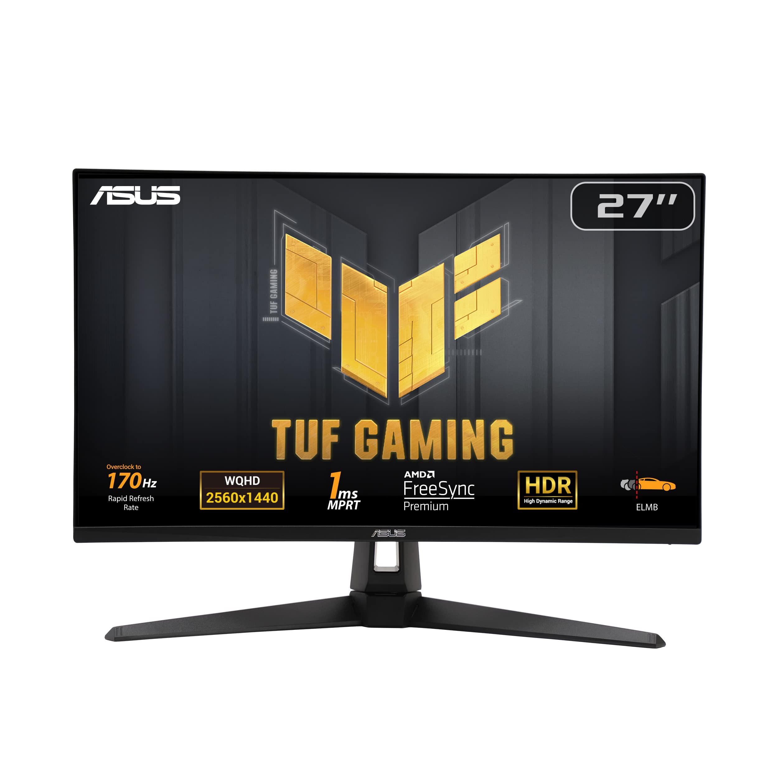 ASUS TUF Gaming VG27AQA1A - 27 Zoll WQHD Monitor - 170 Hz, 1ms MPRT, FreeSync Premium, HDR 10 - VA Panel, 16:9, 2560x1440, DisplayPort, HDMI, Speaker, Schwarz