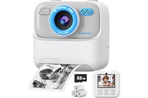 CIMIZI Kids Instant Digital Cameras for Boys and Girls, 1080P HD Dual-Lens Selfie Digital Camera with Print Paper & 32G Card, Christmas Birthday Gifts Toys for Toddler and Teenagers Age 3-16 Years Old