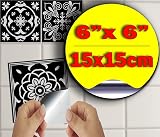 Tile Style Decals 48x 15x15cm Black Victorian Moroccan Mosaic Tile Stickers view 4