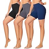 FULLSOFT 3 Pack Workout Gym Shorts for Women - 5" High Waist Tummy Control Scrunch Butt Lifting Seamless Biker Shorts