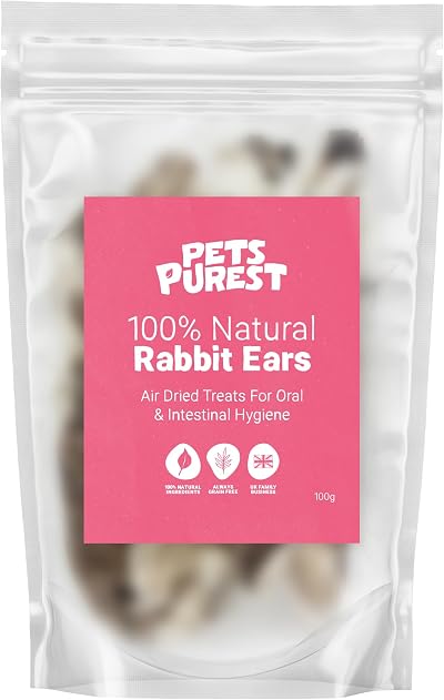 Pets Purest Rabbit Ears for Dogs 100g Natural Air-Dried Treats