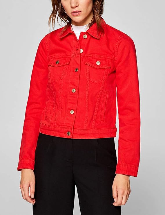 veste en jean rouge