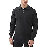 Kallspin Men's Cotton Knit Polo Sweater Classic Casual Long Sleeve Collared Pullover Sweater