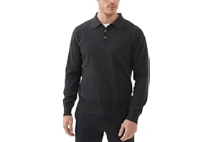 Kallspin Men's Cotton Knit Polo Sweater Classic Casual Long Sleeve Collared Pullover Sweater