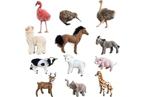 BASUO-9Q 12 Pieces Christmas Tree Hanging Ornaments, Keychain, Backpack, Hanging Home Party Decoration, Realistic Furry Animals Figurines, Woodland, Farmland, Forest Figurines