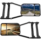 2 Pcs Black Car Towing Mirror Clip on Side Extension Towing Mirror | 360 Degree Rotation,Adjustable Dual View Mirrors Tow，Mirror for Car Truck RV SUV Auto Caravan
