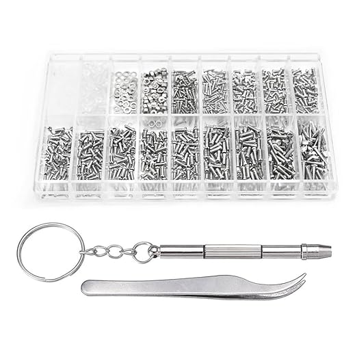 Schraubendreher, Uhrmacherwerkzeug, YOCZOX Reparaturwerkzeug, 1000pcs Mikroschrauben für Brille, Ersatz Kit Set, Sortiment Re