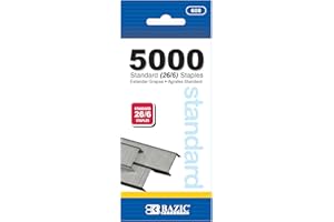 BAZIC Products Staples Standard (26/6) 5000/Pack, Stapler Refill Standard Size Staple, Silver Colors, 1-Pack