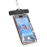 SEAWAG Next Waterproof Phone Pouch, IPX8 Dry Bag for iPhone 16 15 14 13 Pro Max &amp; Samsung Galaxy S25 S24 &mdash; Underwater Case, Full Touchscreen, Lanyard, Beach Pool Snorkeling, 1 Pack Black