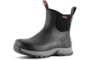 Showave Men's Rain Boots Waterproof Excursion Rubber Boots Insulated Mud Booties for Trekking Gardening Farming Camping Fishing and Chore Work