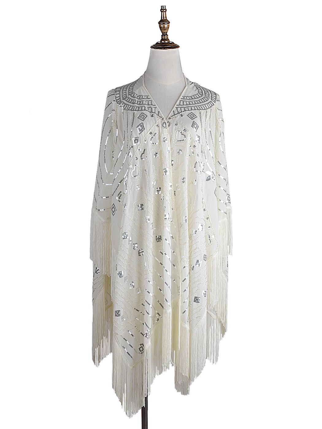 Anna-Kaci Women Oversize Hand Beaded Fringed Sequin Evening Shawl Wrap Cover Up Anna-Kaci Women Oversize Hand Beaded Fringed Sequin Evening Shawl Wrap Cover Up
