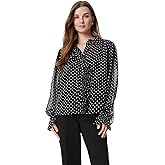 Sam Edelman Sportswear Women's Jasleen Ruffled Long Sleeve Button Front Top Standard