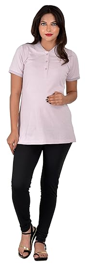 Maternity Classis Hiplength Polo T-Shirt - Light Pink