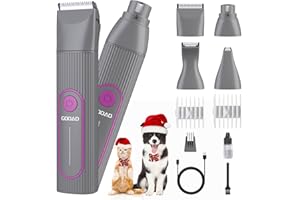 Gooad Cat Clippers Grooming Kit for Matted Hair -4 in 1 Low Noise Paw Trimmer Nail Grinder,Cordless Cat Shaver for Long Hair,Trimmer Also for Pet Hair Around Paws, Eyes, Ears, Face, Rump