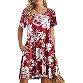 BELAROI Womens Summer Casual T Shirt Dress Loose Swing Tunic Dress Short Sleeve Sundress with Pockets