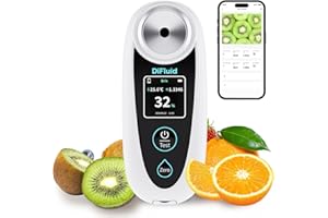 DIFLUID Brix Refractometer, 0-35% Range with ATC, ±0.1% Precision, Rechargeable, for Fruit, Plants, Juice & Vegetables