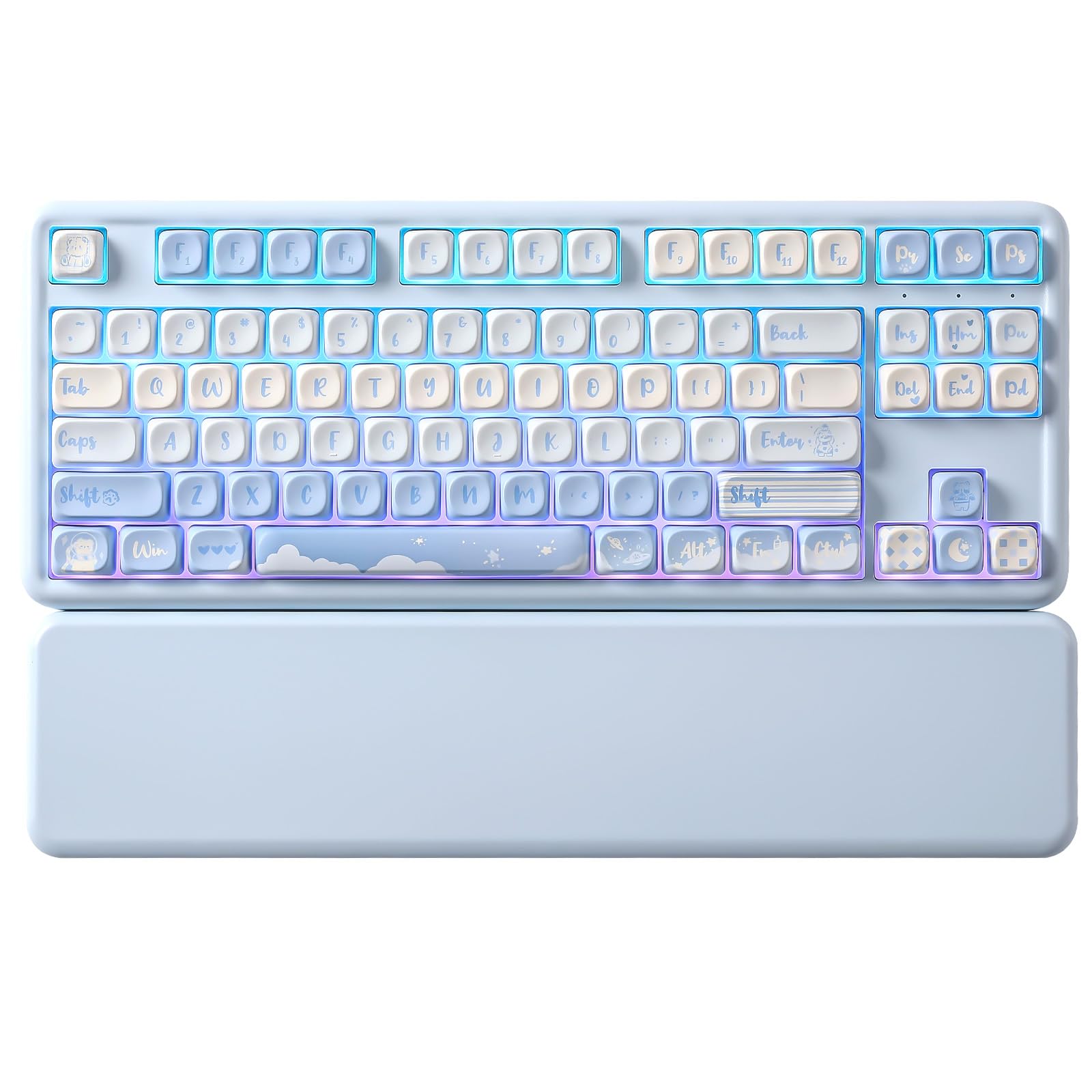 Photo 1 of YUNZII B87 Wireless Mechanical Keyboard,QMK/VIA Programmable,TKL Layout 87 Keys,BT/2.4G/USB-C,Hot Swap Gasket Mount RGB Backlit Gaming with Wrist Rest for Win/Mac(Blue, Milk V2)