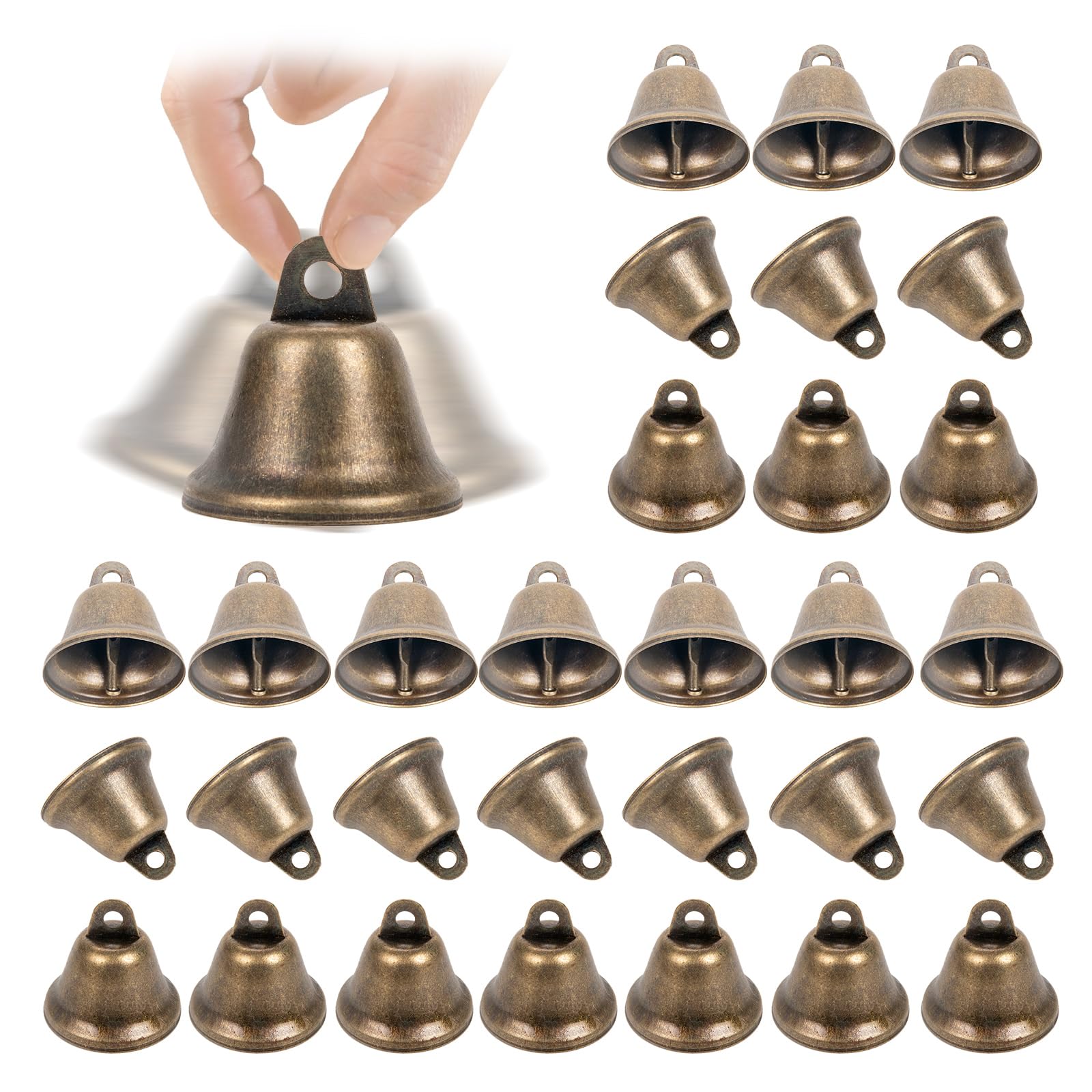 30PCS vintage bronze bells,bells for crafts, small jingle bell