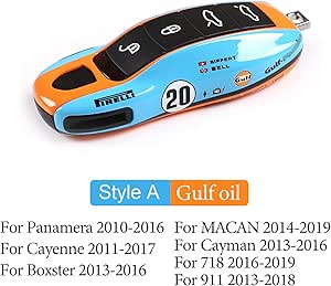 Amazon Com Cheya Car Key Case Keyshell Covers For Porsche Panamera Cayenne Macan Boxster Cayman 718 911 Gulf Oil Style A Automotive