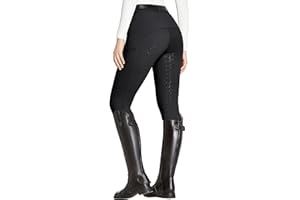 FitsT4 Sports Women's Full Seat Riding Tights with Zipper Pockets Horseback Riding Pants Equestrian Breeches for Women