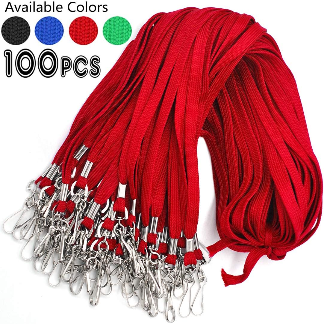 Red Lanyard 100 Pack Bulk Badge Lanyards for ID Badges Neck Cruise