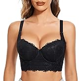 FallSweet Push Up Bras for Women Corset Top Bustier Padded Underwire Bra Add One Cup