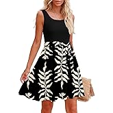 Dokotoo Summer Dresses for Women 2026 Casual Scoop Neck Sleeveless Floral Smocked Elastic Waist Mini Dress Sundress