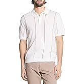 Theory Men's Short Sleeve Polo V Stripe Tee in Tactile Cotton