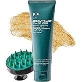 PLU Korean Therapy Scalp Scaling Scrub with Silicone Scalp Massager Brush - Walnut Scalp Scrubber Gel for Oily Scalp and Dandruff - Scalp Exfoliating & Deep Cleansing Combo Set