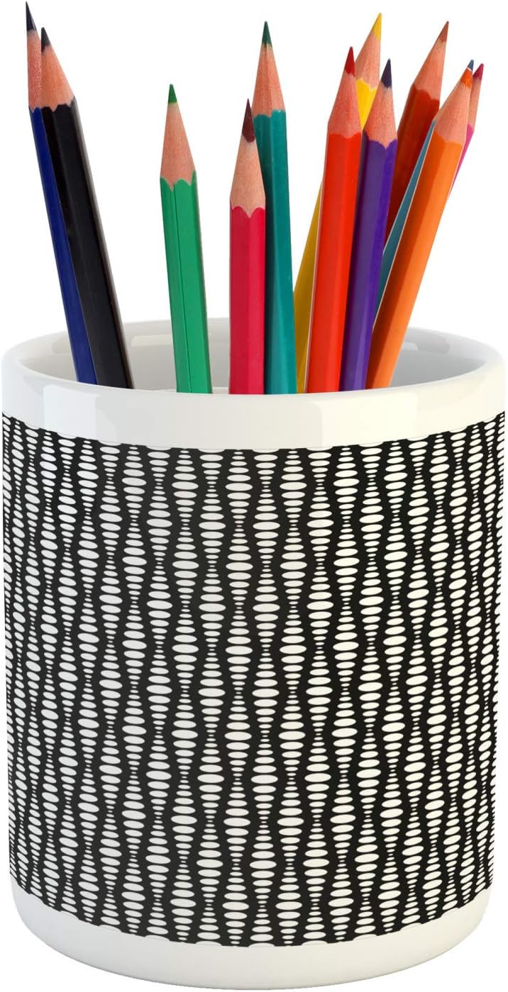 Ambesonne Black and White Pencil Pen Holder, Big and Small