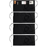 Utopia Wear 4 Pack Server Apron with 3 Pockets, Waist Apron for Waiter Waitress, 12 Inches