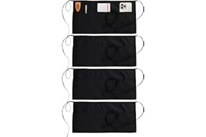 Utopia Wear 4 Pack Server Apron with 3 Pockets, Waist Apron for Waiter Waitress, 12 Inches