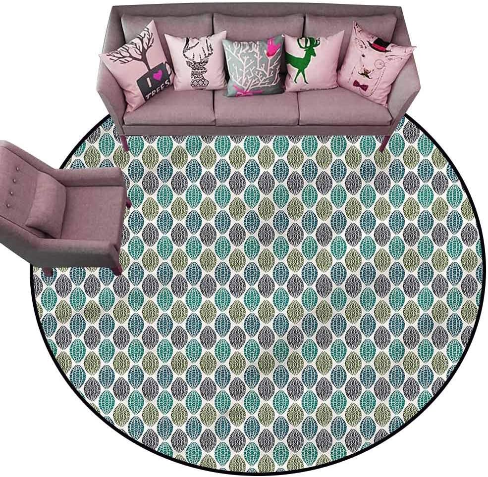 Floor mats for Kids Geometric,Oval Shapes Lines Diameter 54" Round