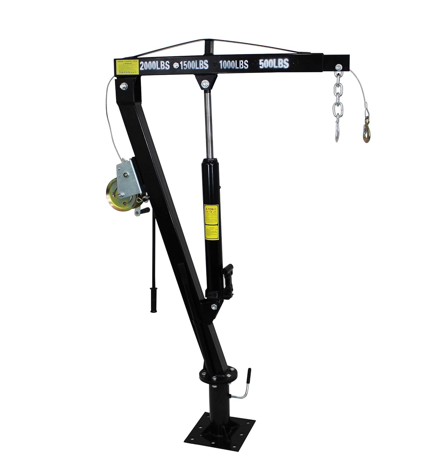 Hydraulic Pickup Truck Jib Crane 2000 LB Retracted Capacity with Hand