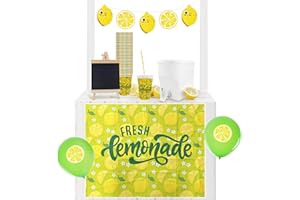 ARTENIUM Green Fresh Lemonade Stand Supplies, Lemonade Stand Kit, Includes 3.5L Drink Dispenser, Lemonade Cups, Paper Straws, Garland, Latex Balloons, Board, Fresh Lemonade Banner (Stand NOT Included)
