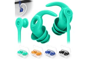 FNGXX Swimming Ear Plugs for Adults, 4 Pairs Waterproof Reusable Silicone Swim Earplugs with Removable Cord, Perfect for Swimming, Showering, Surfing and Other Water Sports - Available in two wearing styles