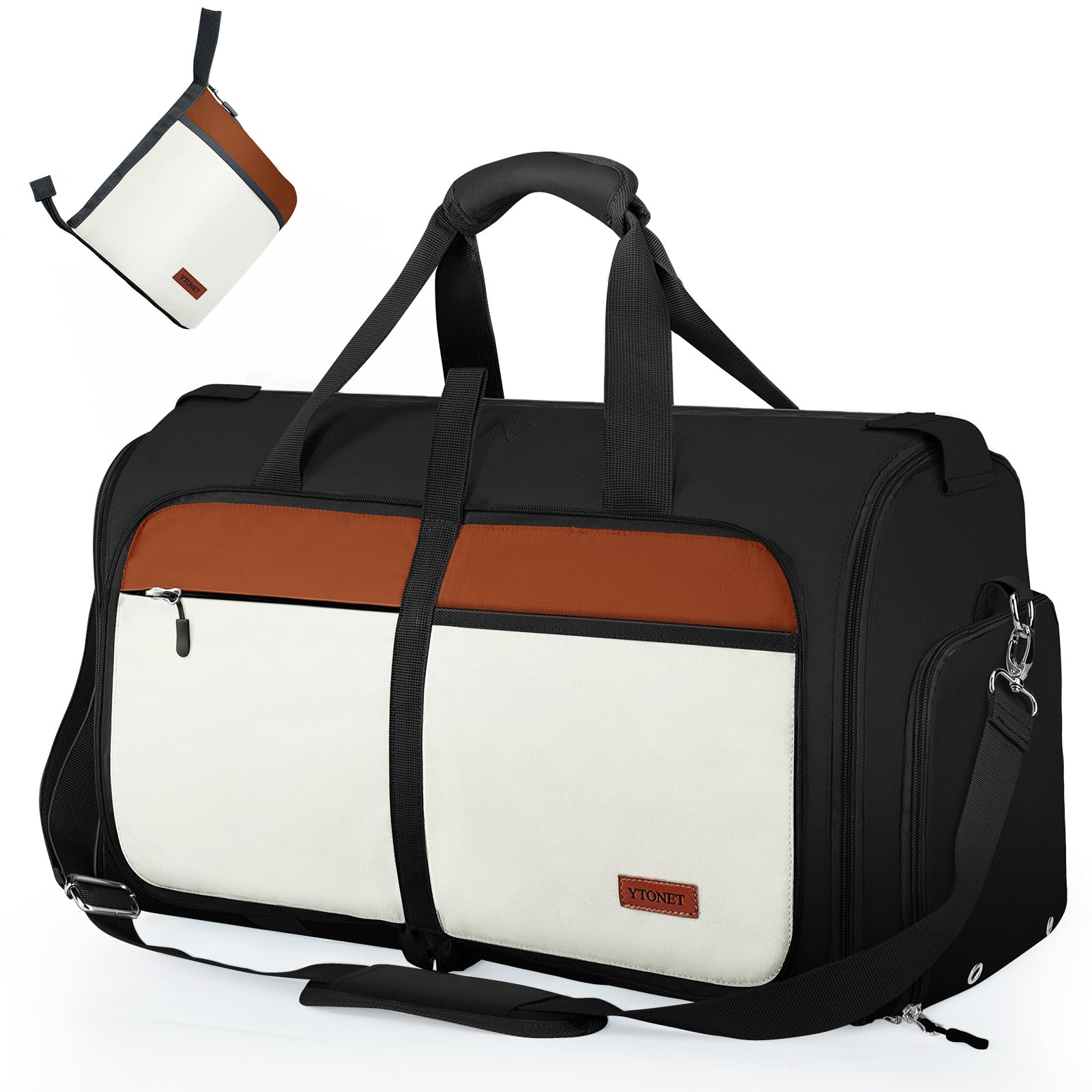 Photo 1 of Ytonet Garment Bags for Travel, Foldable Garment Duffle Bags for Women men, Convertible Travel Garment Bag with Shoe Compartment, 2 in 1 Hanging Suitcase Suit Water Resistant Weekender Bag,