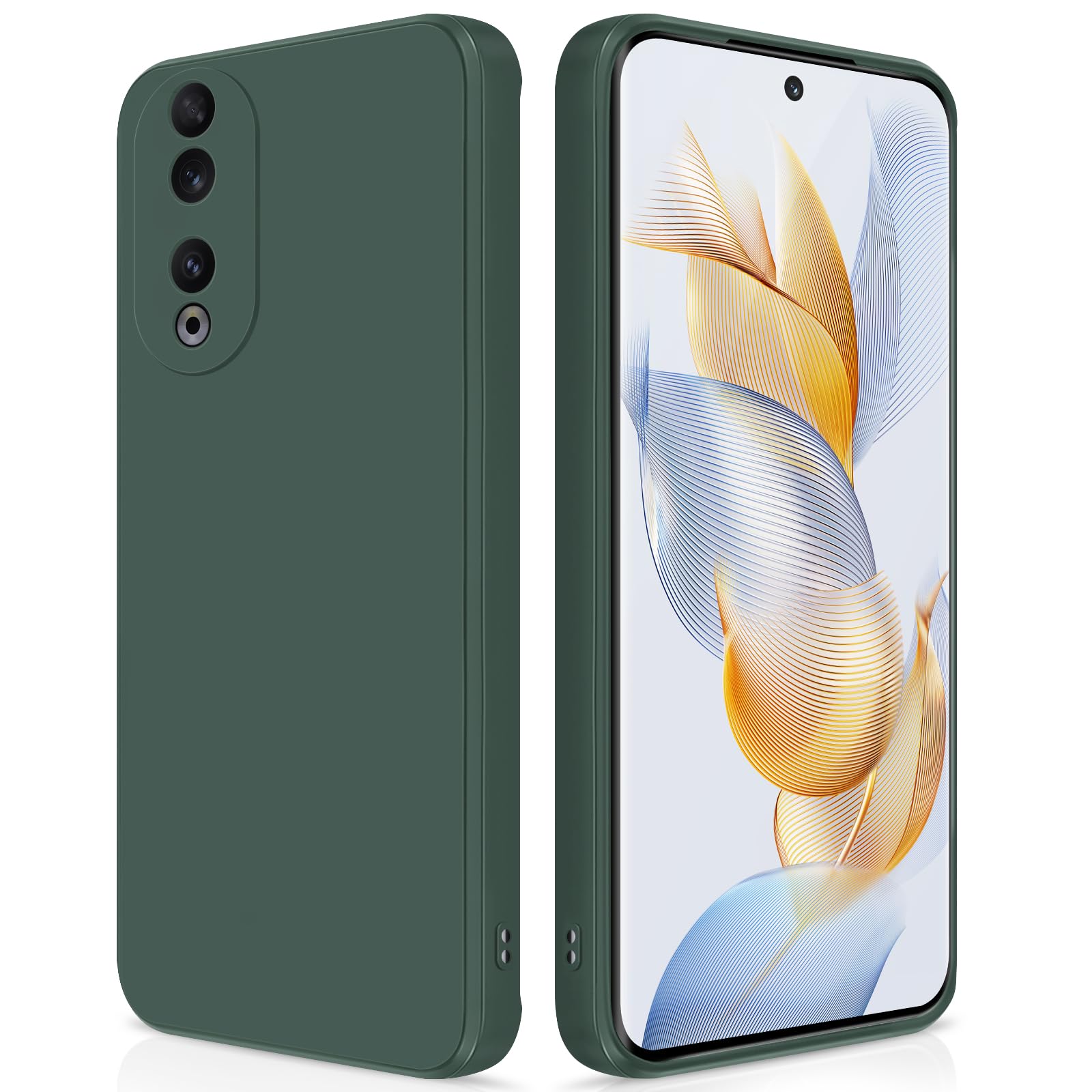 GiiYoon Case Compatible with Honor 90 5G, Silky-Soft Touch Full-Body Protective Phone Silicone Case, Shockproof Cover with Microfiber Lining, Green — image 1