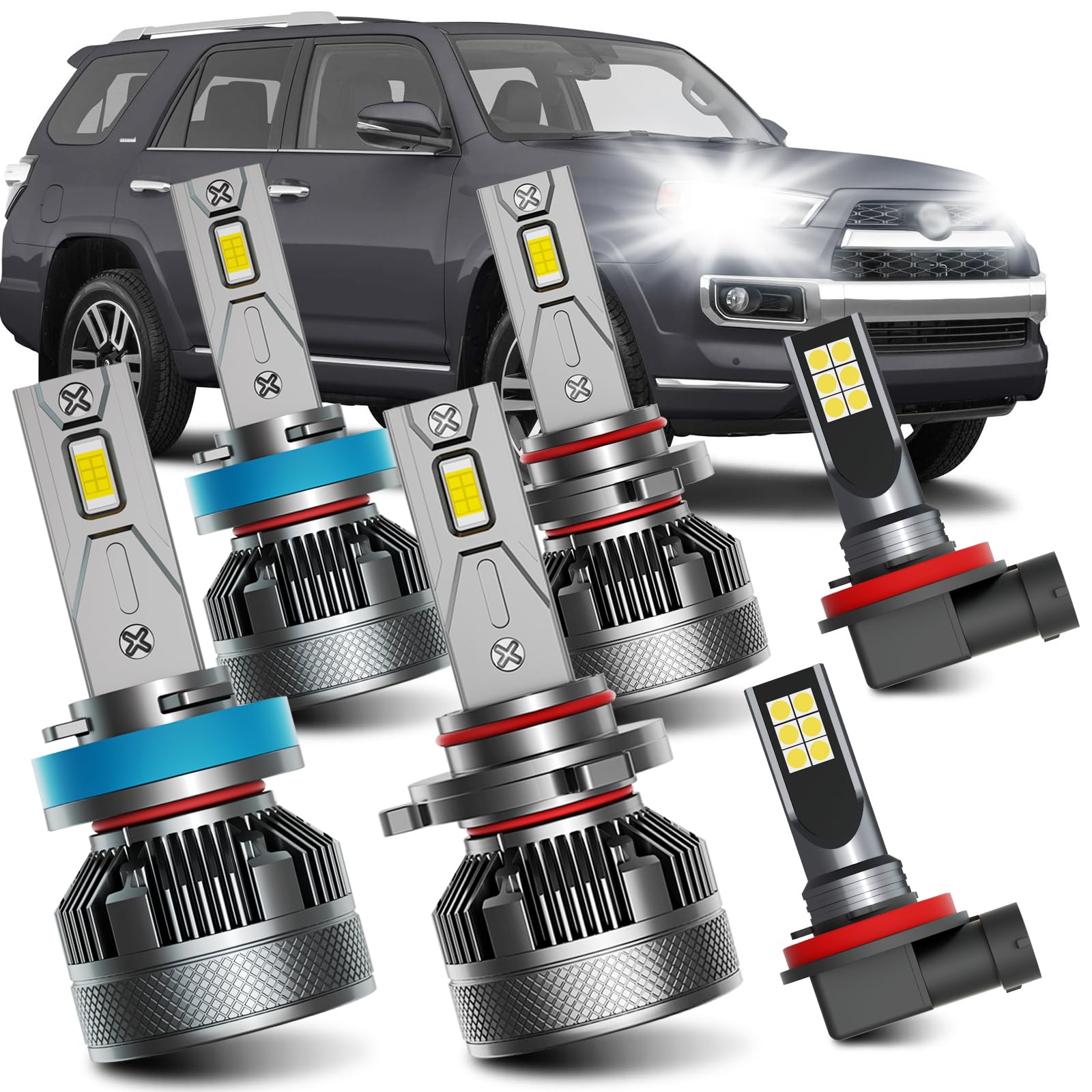 Photo 1 of AWALITED Fits for 2010-2020 Toyota 4Runner High Low Beam Fog Lights Bulbs Combo Pack, 6000K White Plug-and-Play Super Bright Bulbs, Pack of 6