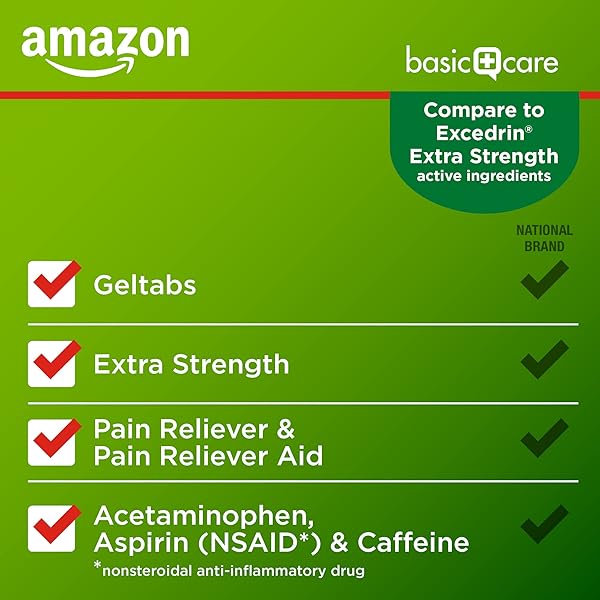 AMAZON BASIC CARE HEADACHE RELIEF GELTABS, 80 COUNT