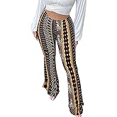 DLAYBGFA Flare Leggings Yoga Pants Women High Waisted Boho Flare Palazzo Pants Stretch Wide Leg Bell Bottom Yoga Leggings