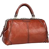 Banuce Leather Handbags for Women Full Grain Italian Leather Doctor Bag Purse Ladies Satchel for 9.7 inch iPad Vintage Brown