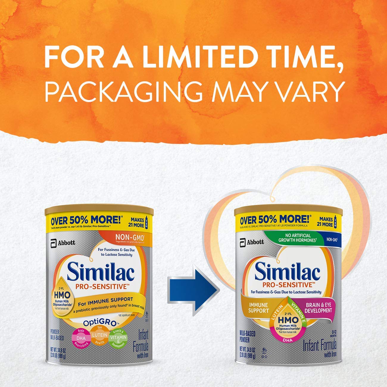 Similac Pro-Sensitive Non-GMO Infant Formula with Iron, with 2'-FL