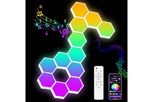 Hervika 12 Pack DIY Hexagon LED Lights, Music Sync RGB Gaming Lights with APP Smart Wall Lights for Bedroom Living Room Decor