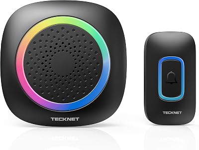 TECKNET Wireless Doorbell RGB Light 400m Range IP66 Battery Powered