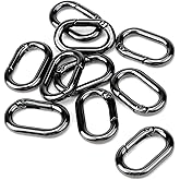 Tighall Spring Oval Rings Metal Spring Snap Clip Round Keychain Key Ring Clips Oval Ring Buckle for Bags, Purses, Handbag, DIY Craft