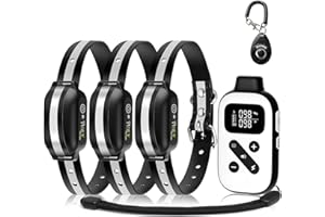 PetJoy 3 Dog Shock Collar for Large Dogs, Automatic Bark Collar with Remote, Bark and Training Collar Combo, Shock Collar with 5 Adjustable Levels of Sensitivity