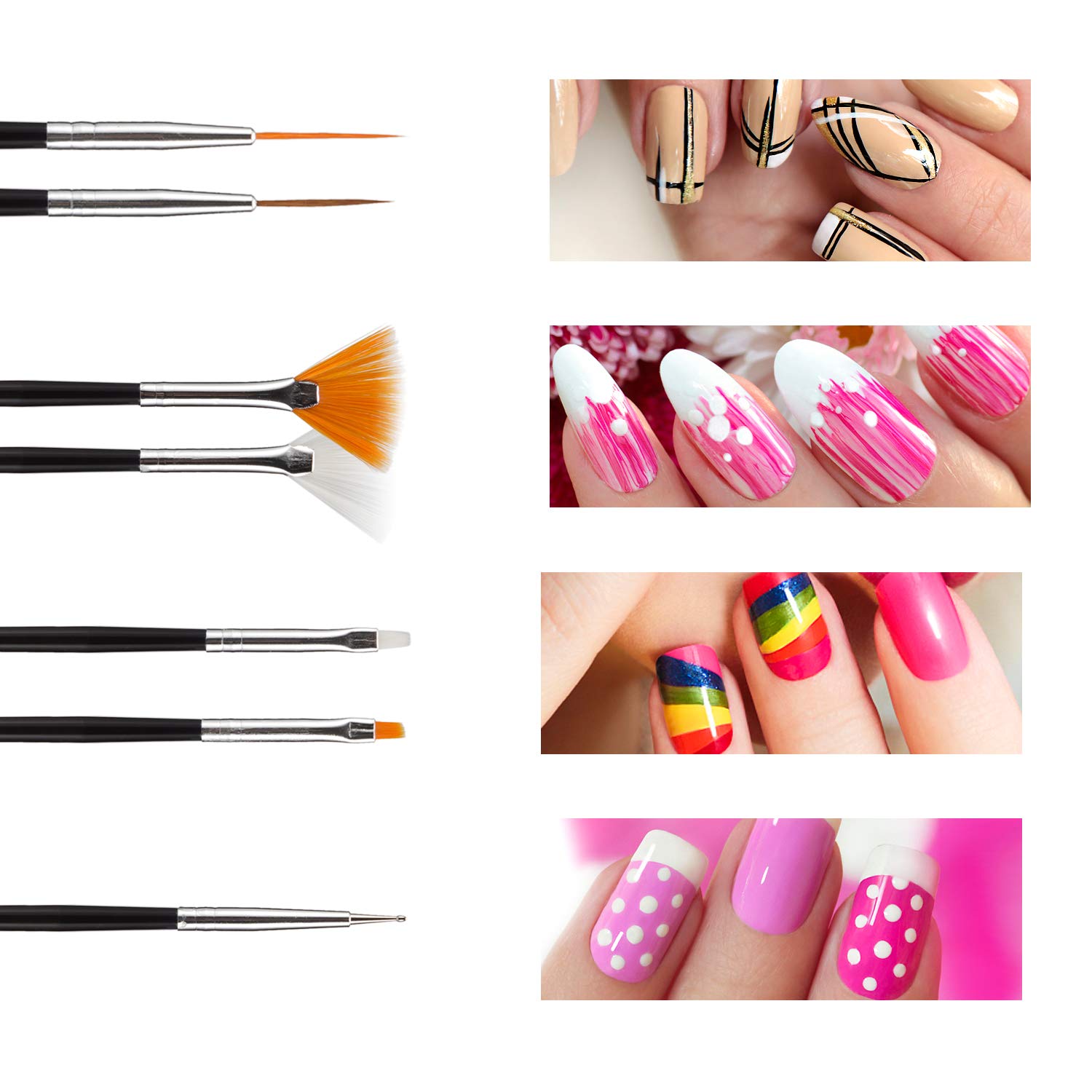 Boobeen 15 Pieces Nail Art Design Painting Drawing Polish Brush Pen Tools : Beauty